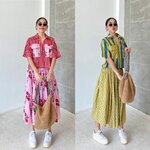 ชุดเซ็ทผ้าบล็อคคอทตอลอินเดีย เสื้อคอปก วีหน้า ชายตรง กระเป๋าอก (งานสวมหัว) กระโปรงเอวสม็อค จีบรอบ♡ชุดเซ็ทสุดชิค ใส่สบาย : สินค้าคุณภาพ (พร้อมส่ง)