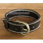 ข้อมือหนังหัวเข็มขัด สีดำ
