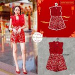 เพลย์สูทขาสั้นช่วงบนแต่งผ้าตาข่าย แต่งระบายลูกไม้ ด้านหลังเป็นผ้าทอลายดอกไม้ หลากสี งานปักแน่น ๆ งานสวย สินค้าคุณภาพ (พร้อมส่ง)