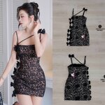 มินิเดรสสายเดียวผ้าลูกไม้สีขาว ทรงเข้ารูป ดีไซน์แต่งสายไขว้อก ติดโบริบบิ้นสีขาวเล็กๆตรงหัวไหล่ ใส่สบาย : สินค้าคุณภาพ (พร้อมส่ง)