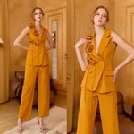 เซต Blazer แขนกุด+เข็มกลัดดอกไม้+กางเกงทรงสวย เนื้อผ้าเกรดเอ เนื้อผ้าเป็นทรงทิ้งตัว ใส่สบาย : สินค้าคุณภาพ (พร้อมส่ง)