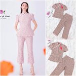 Set เซ็ทเสื้อกี่เพ้ากับกางเกง เรียบหรู เนื้อผ้าลูกไม้สั่งทำพิเศษลวดลายสวยเป๊ะไม่ซ้ำใคร สินค้าคุณภาพ (พร้อมส่ง)