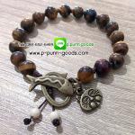 ข้อมือเชือกเทียน Tiger's Eye 8 มม. ตะขอแมวเหมียว