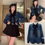 เสื้อเชิ้ตยีน แต่งคอลูกไม้สีดำลงตัว น่ารักสวยผ้าดีกระดุมหน้าใส่ได้ตลอด ทรงดีใส่สบายมาก ใส่สบาย : สินค้าคุณภาพ (พร้อมส่ง)