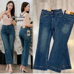 กางเกงยีนส์ทรงขาบานนิดๆ รุ่นใหม่มาแล้วค่า ... แพทเทินเกาหลีเป๊ะทุกจุด เอวสูง ใส่สบาย : สินค้าคุณภาพ (พร้อมส่ง)
