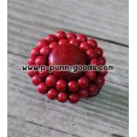 แหวนเชือกเทียนถัก หินปะการังแดง