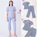 Set เซ็ทเสื้อกี่เพ้ากับกางเกง เรียบหรู เนื้อผ้าลูกไม้สั่งทำพิเศษลวดลายสวยเป๊ะไม่ซ้ำใคร สินค้าคุณภาพ (พร้อมส่ง)