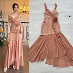 ชุดเดรสออกงาน ผ้าชีฟอง ทรงเข้ารูปกระโปรงหางปลาพริ้ว แต่งระบายด้านหน้า ซับในอย่างดี ตรงช่วงเอวแต่งด้วยดอกไม้ สามารถแกะออกได้ ใส่สบาย : สินค้าคุณภาพ (พร้อมส่ง)