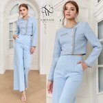 เซตแจ็คเก็ตผ้าทวีตปักคริสตัล+กางเกงขายาวทรงสวย เนื้อผ้าทวีตเกรดเอ เนื้อนุ่ม ใส่สบาย : สินค้าคุณภาพ (พร้อมส่ง)