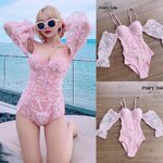 ชุดว่ายน้ำพร้อมเสริฟแล้วววค่าาา ชุดที่สวยหรูดูแพงง มีความน่ารักกสไตล์เกาหลีมากๆ ตัวชุดเป็นดอกไม้3D. แขน สามารถถอดได้ : สินค้าคุณภาพ .พร้อมส่ง