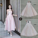 เดรสยาว ดีไซน์แต่งสายเดี่ยวไขว่หน้า มาพร้อมเข้มกลัดดอกไม้ติดตรงกลาง อลังสุดๆ อกเสริมฟองน้ำมาให้อย่างดี ใส่สบาย : สินค้าคุณภาพ (พร้อมส่ง)