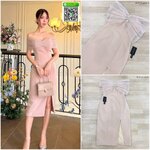 เดรสทรงพอดีตัว เปิดไหล่ แต่งผ้าซีทรูรั้งแขนแต่งโบว์เพชร น่ารักมากก กระโปรงผ่าข้าง ใส่สวยดูดี ใส่สบาย : สินค้าคุณภาพ (พร้อมส่ง)