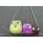 นกฮูก พ่อแม่ลูก เกาะกิ่งไม้ ที่แขวนประตู งานผ้าฝ้าย