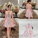 มินิเดรสลายดอกสีชมพูอ่อนงานพิมพ์ลายดีเทลคล้องคอมีสายผูกน่ารักช่วงตัวเข้ารูปอกมีฟองน้ำเสริมช่วงกระโปรงทรงบานพริ้วๆน่ารักเก๋ๆ ใส่สบาย : สินค้าคุณภาพ (พร้อมส่ง)