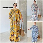 ชุดเซ็ทผ้าคอทตอลอินเดียพิมพ์ลาย ดีไซน์เสื้อตัวยาวคอกลม กระดุมบนทรงปล่อย กระเป๋าคู่หน้า กางเกงทรงปล่อยพรางสะโพก เอวสม็อค มีกระเป๋าล้วง ใส่สบาย : สินค้าคุณภาพ (พร้อมส่ง)