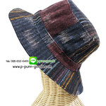 หมวกผ้าฝ้ายทอมือ สลับลาย หมวกทรงปานามา