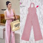 จั้มสูทคล้องคอตัวยาว สวยทรงดี เนื้อผ้าทอทวิตสีสวยหวานงานเกรด พรีเมี่ยม ใส่สบาย สินค้าคุณภาพ (พร้อมส่ง)