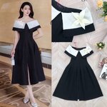 Dress เดรสปาดไหล่ช่วงไหล่เย็บยางยืดใส่แล้วเกาะไหล่ดี มีเข็มกัดดอกไม้ 1 ดอก กระโปรงผ่าหน้า ซิปหลัง ผ้าดีมีน้ำหนัก เนื้อผ้าเรียบ สีพื้น ใส่สบาย : สินค้าคุณภาพ (พร้อมส่ง)