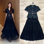 ชุดเซ็ต 4ชิ้น เสื้อสูท +กระโปรง+เข็มขัด+เข็มกลัดดอกไม้ ใส่สบาย : สินค้าคุณภาพ (พร้อมส่ง)