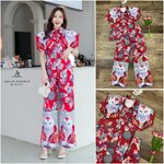 ชุดเซตน้องแมวรวย เสื้อคอปกแต่งระบายบ่า กางเกงขายาวทรงปล่อย มีซับในทั้งตัว สินค้าคุณภาพ (พร้อมส่ง)