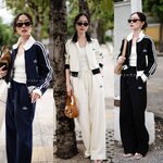 Set เสื้อวอร์มแขนยาวแถบไทล่ ขลิบขอบปัก al o + กางเกงขายาว ใส่สบาย : สินค้าคุณภาพ (พร้อมส่ง)