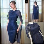 เดรสกระโปรงสอบทรงเข้ารูป ดีเทลเสื้อคล้อง คอปล่อยชายผ้าด้านหลัง เพิ่มลูกเล่นปรับให้เป็น ผ้าคลุมไหล่ได้ตามภาพนางแบบค่ะ ใส่สบาย : สินค้าคุณภาพ (พร้อมส่ง)