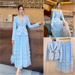 set Blazer+Skirt +เข็มขัด+เข็มกลัดดอกไม้ ลุคสวยผู้ดีสุดดด ใส่สบาย : สินค้าคุณภาพ (พร้อมส่ง)