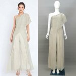 ชุดจั๊มพ์สูทไหล่เดียว กางเกงขากว้าง ดีเทลหรูหราระยิบระยับ แต่งผ้าสไบพริ้วสวยมาก คัตติ้งเนี้ยบ สินค้าคุณภาพ (พร้อมส่ง)