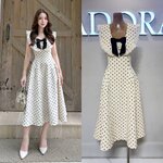 มินิเดรสทรงเอบานสวิง ดีไซน์ คอบัวแต่งอะไหล่โบว์ แขนกุด ตัวเดรสเย็บจีบจีบด้านข้างทั้งสองข้าง ใส่สบาย : สินค้าคุณภาพ (พร้อมส่ง)