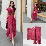 เซ็ทเสื้อตกเเต่งเก๋ๆมาพร้อมเข็มขัดๆผ้าดีหนามากมาพร้อมกระโปรงยาวเนื้อดีกระโปรงยาว ใส่สบาย : สินค้าคุณภาพ (พร้อมส่ง)