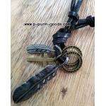 สร้อยหนังมัดจี้ ใบไม้ ไม้กางเขน วงแหวนคู่