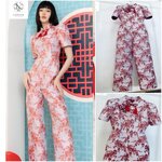 ชุด จั้มสูทกี่เพ้าน่ารักๆ เนื้อผ้าเกรดเอ ทอลาย ดอกไม้ในตัว สินค้าคุณภาพ (พร้อมส่ง)