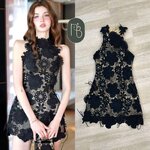 มินิเดรสแขนกุดผ้าลูกไม้คอลใหม่ สีดำสุดเซ็กซี่ สวยสะดุดตามาก ชุดมีฟองน้ำและซับใน งานซิบหลัง เก๋ๆ ใส่สบาย : สินค้าคุณภาพ (พร้อมส่ง)