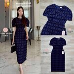 เดรสดีไซน์ทรงคลุมไหล่แต่งอะไหล่ดอกไม้3Dสวยหรูหราโดดเด่น เนื้อผ้าดี๊ดีมีTexture งานมีซับใน ใส่สบาย : สินค้าคุณภาพ (พร้อมส่ง)