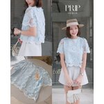 เสื้อแขนสั้น ผ้าคอตตอน3D เนื้อนุ่ม สีสวยละมุน ชายแขน ชายเสื้อหยักโค้งสวยเข้ากัน เนื้อผ้าปักฉลุลาย3Dทั้ง ใส่สบาย : สินค้าคุณภาพ (พร้อมส่ง)