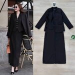 เซต3ชิ้น สีดำ เสื้อคลุมสูทแขนยาว +เสื้อกั๊ก +กระโปรงทรงสอบ ใส่สบาย : สินค้าคุณภาพ (พร้อมส่ง)