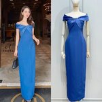 เดรสปาดไหล่ช่วงอกตัดต่อผ้าดีไซน์ไขว้อก เสริมฟองน้ำ ตัวเดรสใช้เนื้อผ้าเกรดพรีเมี่ยมทั้งตัว ดีไซน์กระโปรงทรงสอบยาว ผ่าหลัง งานมีซับใน ใส่สบาย : สินค้าคุณภาพ (พร้อมส่ง)