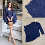 Set 3ชิ้น เสื้อสูท+เสื้อกั๊ก+กระโปรง สวยหรูดูผู้ดี ลุค CEOสาวท่านหนึ่ง ใส่สบาย : สินค้าคุณภาพ (พร้อมส่ง)