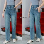 กางเกงยีนส์ขากระบอก ผ้ายืด ทรงเอวสูงงงง งานสวยหรูมาก ทรงเรียบๆแต่ดูมีสไตล์สุดๆ ใส่สบาย : สินค้าคุณภาพ (พร้อมส่ง)