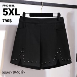 กางเกงไซส์ใหญ่ 5XL เอว 38-50 นิ้ว ขาสั้นไซส์ใหญ่ กางเกงสาวอวบ มียางยืดข้างหลัง FF0246BL