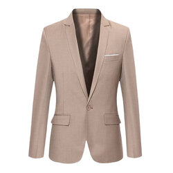 เสื้อสูทผู้ชายสไตล์เกาหลี 6XL อกเสื้อ 48 นิ้ว เบลเซอร์ผู้ชาย สีน้ำตาล slim suit blazer FF0330