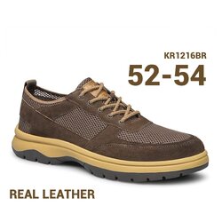 รองเท้าผู้ชายไซส์ใหญ่ 52 หนังแท้ SENGUIBUCK HK ผูกเชือก ตาข่าย สีน้ำตาล KR1216