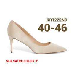 รองเท้าส้นสูงไซส์ใหญ่ 40-46 ส้นเข็ม หัวแหลม สูง 3 นิ้ว Silk Satin Luxury KR1222
