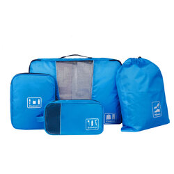 Bagsmart กระเป๋าจัดระเบียบเดินทาง 4 ใบ กันน้ำ พกพาสะดวก ใส่เสื้อผ้า, อุปกรณ์ไอที, อุปกรณ์น้ำ และรองเท้า (Blue)
