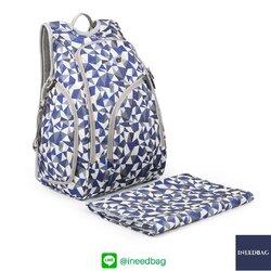 Ecosusi กระเป๋าคุณแม่, กระเป๋าสัมภาระคุณแม่, กระเป๋าแม่ลูกอ่อน แบบเป้ มาพร้อมแผ่นรองเปลี่ยนผ้าอ้อม, ช่องเก็บความร้อน-เย็น (New Version Blue) + Wet Pocket + Wipe Pocket