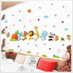 สติ๊กเกอร์แต่งห้อง DIY ลายสัตว์น้อยช่วยกันดึงหัวแครอท ลอกออกแล้วติดซ้ำได้