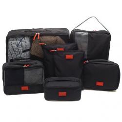 Travel Season กระเป๋าจัดระเบียบเดินทาง 7 ใบ จัดกระเป๋าเดินทาง ท่องเที่ยว ใส่เสื้อผ้า ชุดชั้นใน อุปกรณ์ห้องน้ำ กางเกงใน รองเท้า ถุงเท้า เครื่องสำอาง อุปกรณ์ไอที (Black)