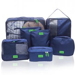 Travel Season กระเป๋าจัดระเบียบเดินทาง 7 ใบ จัดกระเป๋าเดินทาง ท่องเที่ยว ใส่เสื้อผ้า ชุดชั้นใน อุปกรณ์ห้องน้ำ กางเกงใน รองเท้า ถุงเท้า เครื่องสำอาง อุปกรณ์ไอที (Navy Blue)