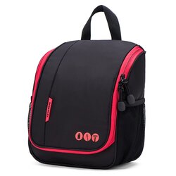 Bagsmart กระเป๋าใส่อุปกรณ์อาบน้ำ คุณภาพสูง ใส่อุปกรณ์อาบน้ำ แขวนได้ มีช่องใส่ด้านข้างสองด้าน สำหรับเดินทาง ท่องเที่ยว (Black-Red)