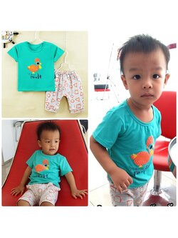 ชุดเด็กเล็ก เสื้อแขนสั้น+กางเกงสามส่วน ผ้านิ่มเด้ง มีขนาดสำหรับเด็ก 0-4 ขวบ